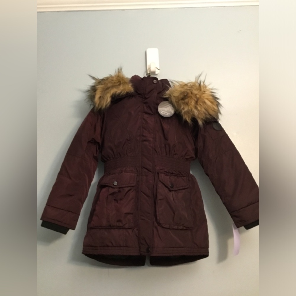 Madden Girl Kids' Dark Puffer Jacket with Faux Fur